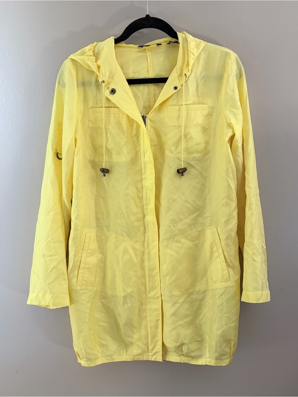Y2K Vintage 100% Silk Utility Jacket Yellow XS Indie Sleaze New York & Company